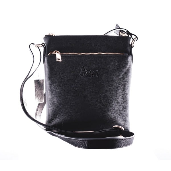 Genuine Leather Black Girls Sling Bag